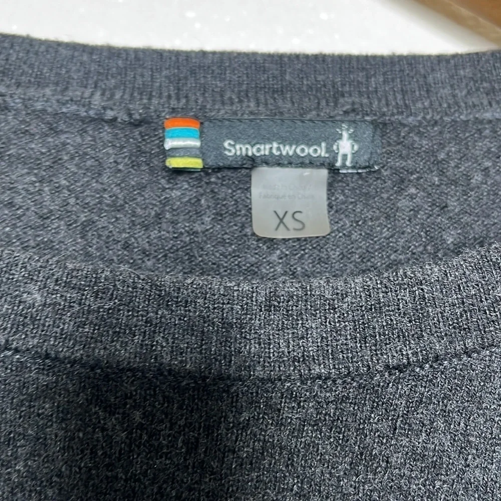 Smartwool Black Grey Striped Sleeve Merino Wool Sweater Women Size X-Small